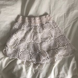 white/cream crochet shorts